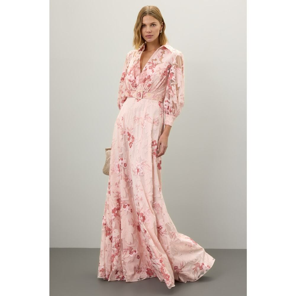 Badgley Mischka - Lace Applique Shirt Dress - Size 12